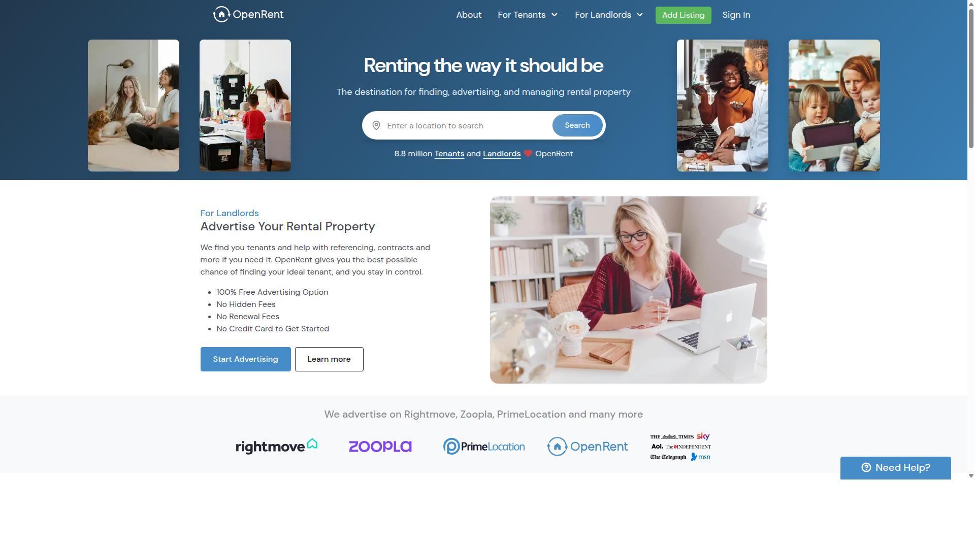 OpenRent website